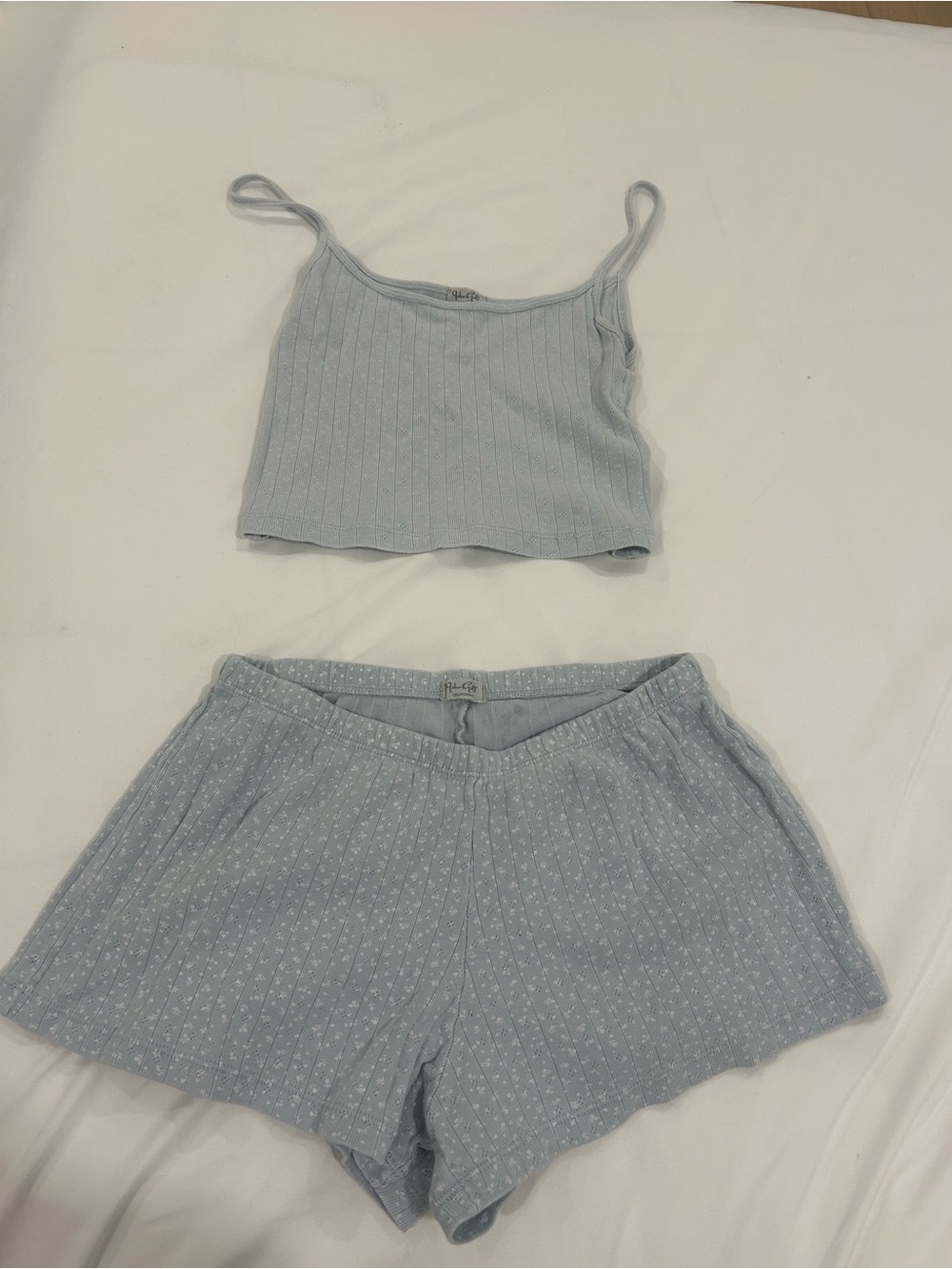 Brandy melville light blue floral pajama set